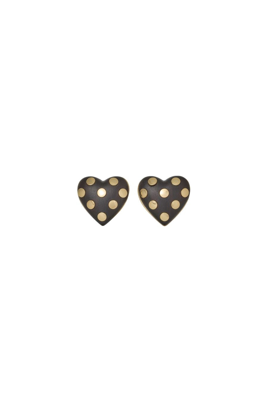 The Studded Wood Heart Earrings