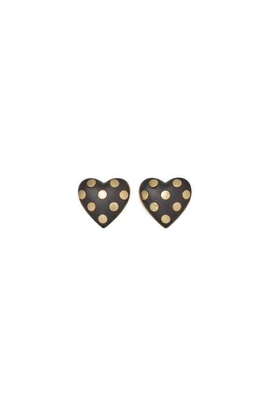 The Studded Wood Heart Earrings