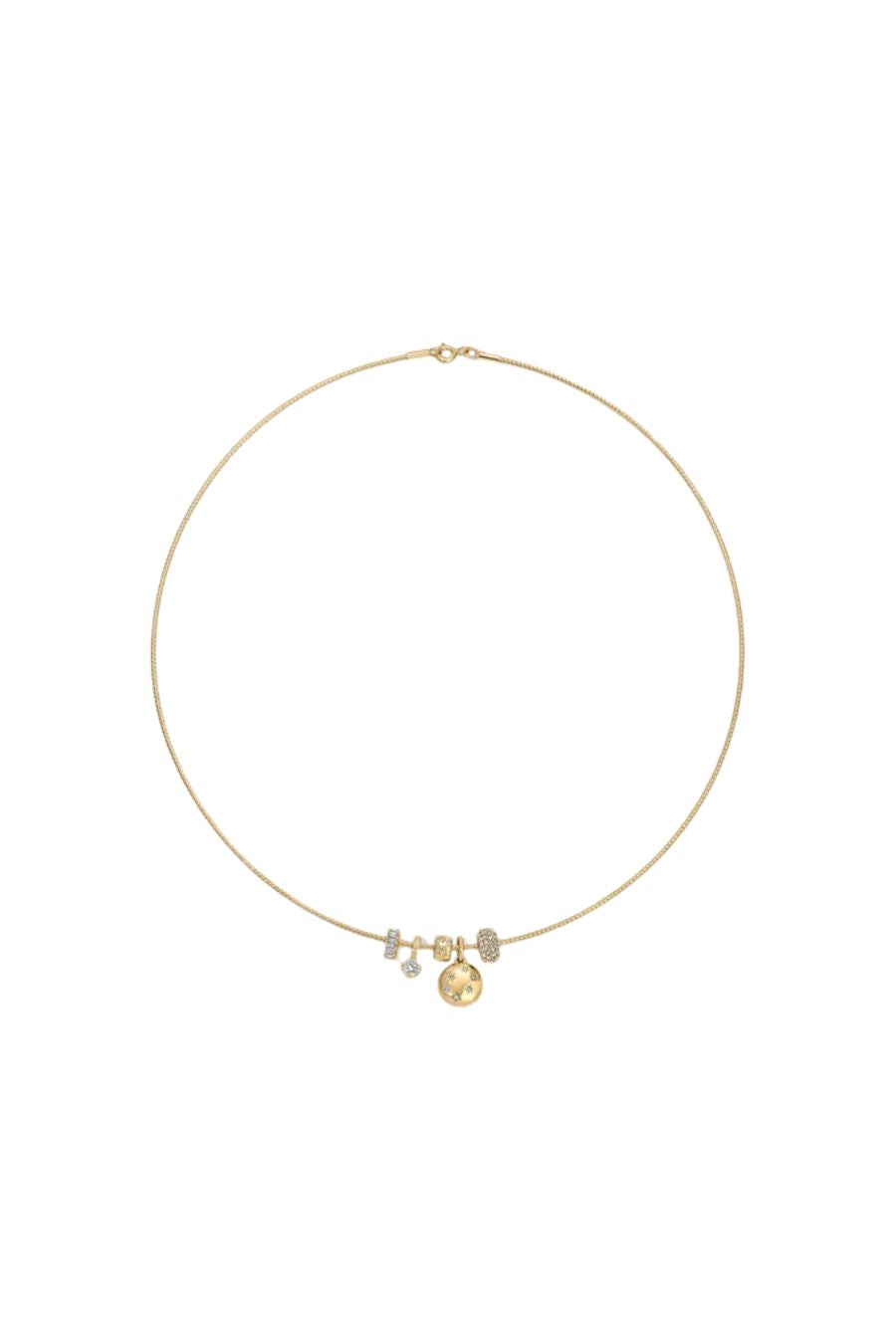 Celestial Diamond Mini Charm Collar Necklace 16"