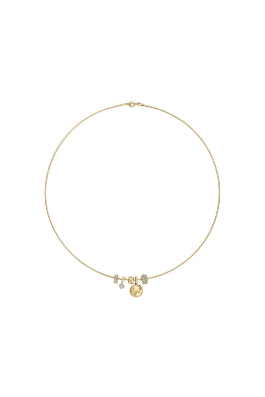 Celestial Diamond Mini Charm Collar Necklace 16"