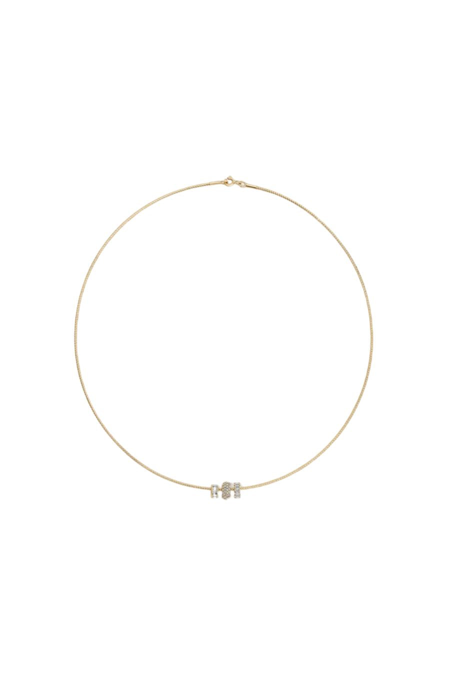 Diamond Trio Mini Bead Collar Necklace 16"