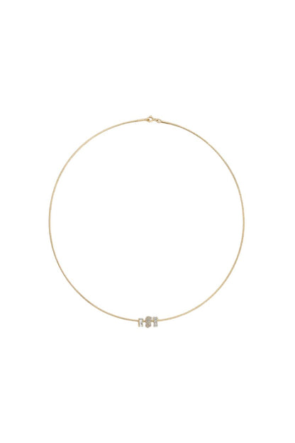 Diamond Trio Mini Bead Collar Necklace 16"