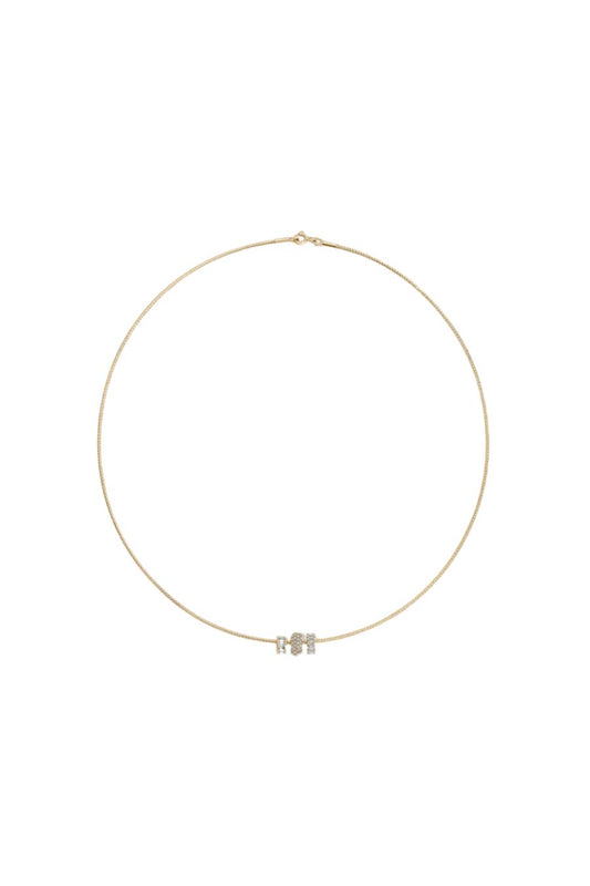 Diamond Trio Mini Bead Collar Necklace 16"