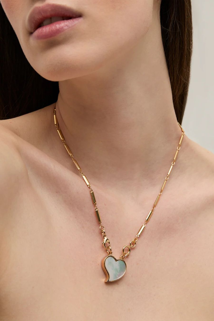 Mirage Heart Necklace in White Mother-of-Pearl