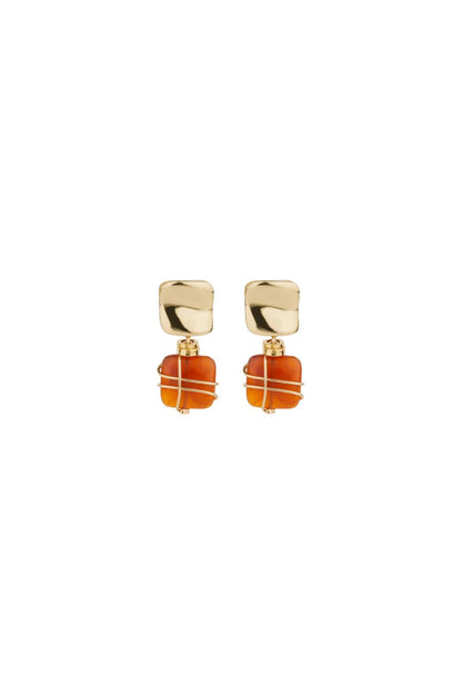Rainbow Square Earrings in Carnelian