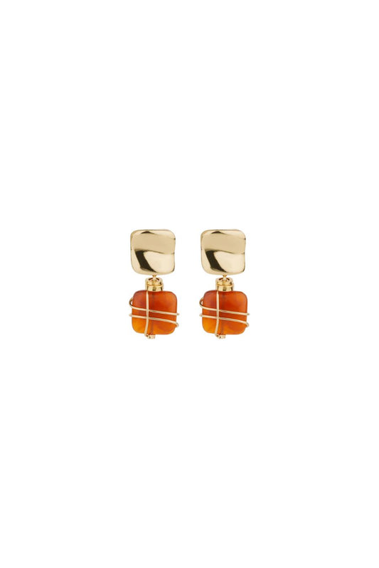 Rainbow Square Earrings in Carnelian