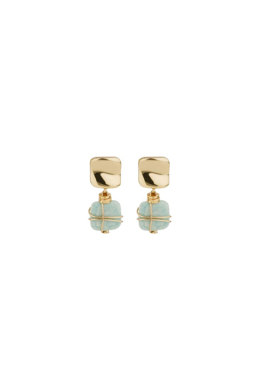 Rainbow Square Earrings in Amazonite