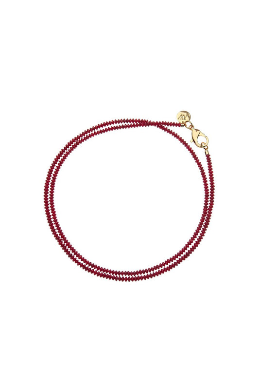 Double Wrap Crimson Coral Beaded Necklace