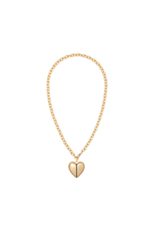 The Sapphire Stripe Puffy Heart Pendant