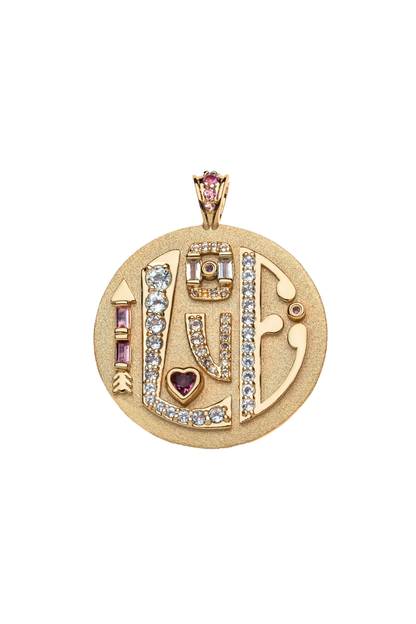 Jumbo Love Embellished Coin Necklace