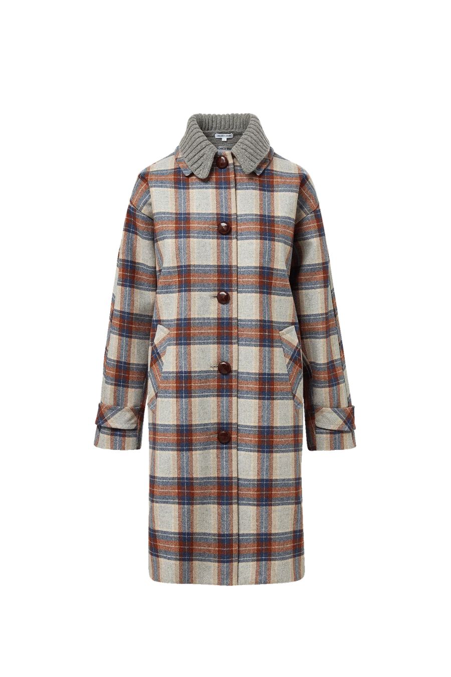 Laurent Removable-Collar Dickey Coat in Heather Grey Multi