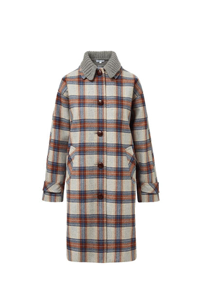 Laurent Removable-Collar Dickey Coat in Heather Grey Multi