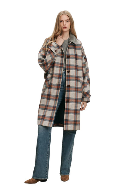 Laurent Removable-Collar Dickey Coat in Heather Grey Multi