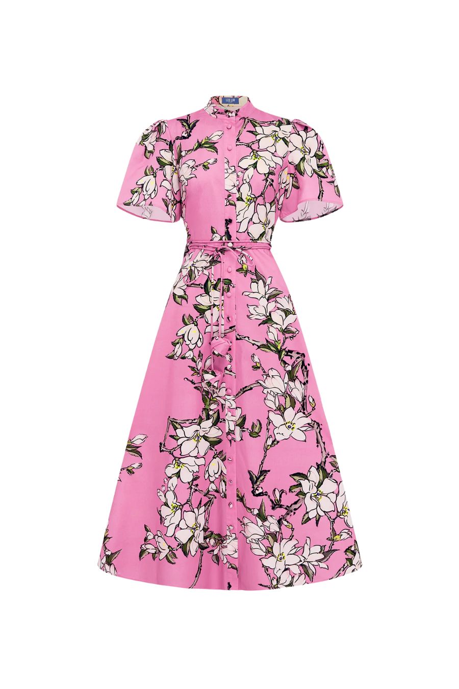Bianca Short Sleeve Midi in Pink Magenta
