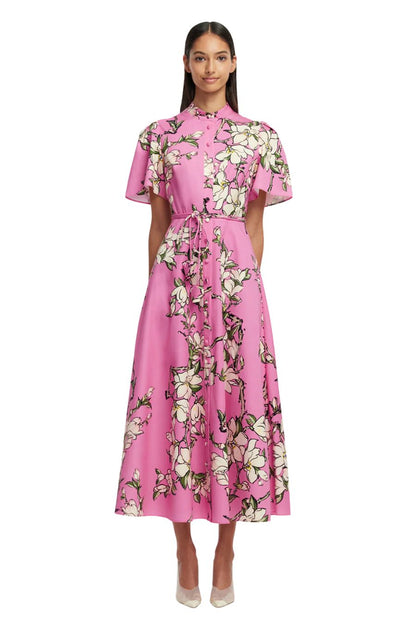 Bianca Short Sleeve Midi in Pink Magenta
