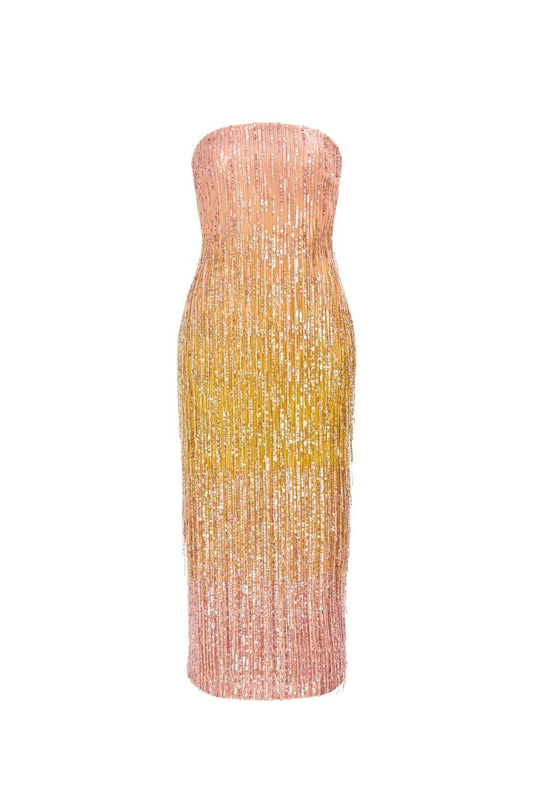Amulet Sequin Midi Dress In Colour Aurora Size 4 - Women’s Designer Dresses