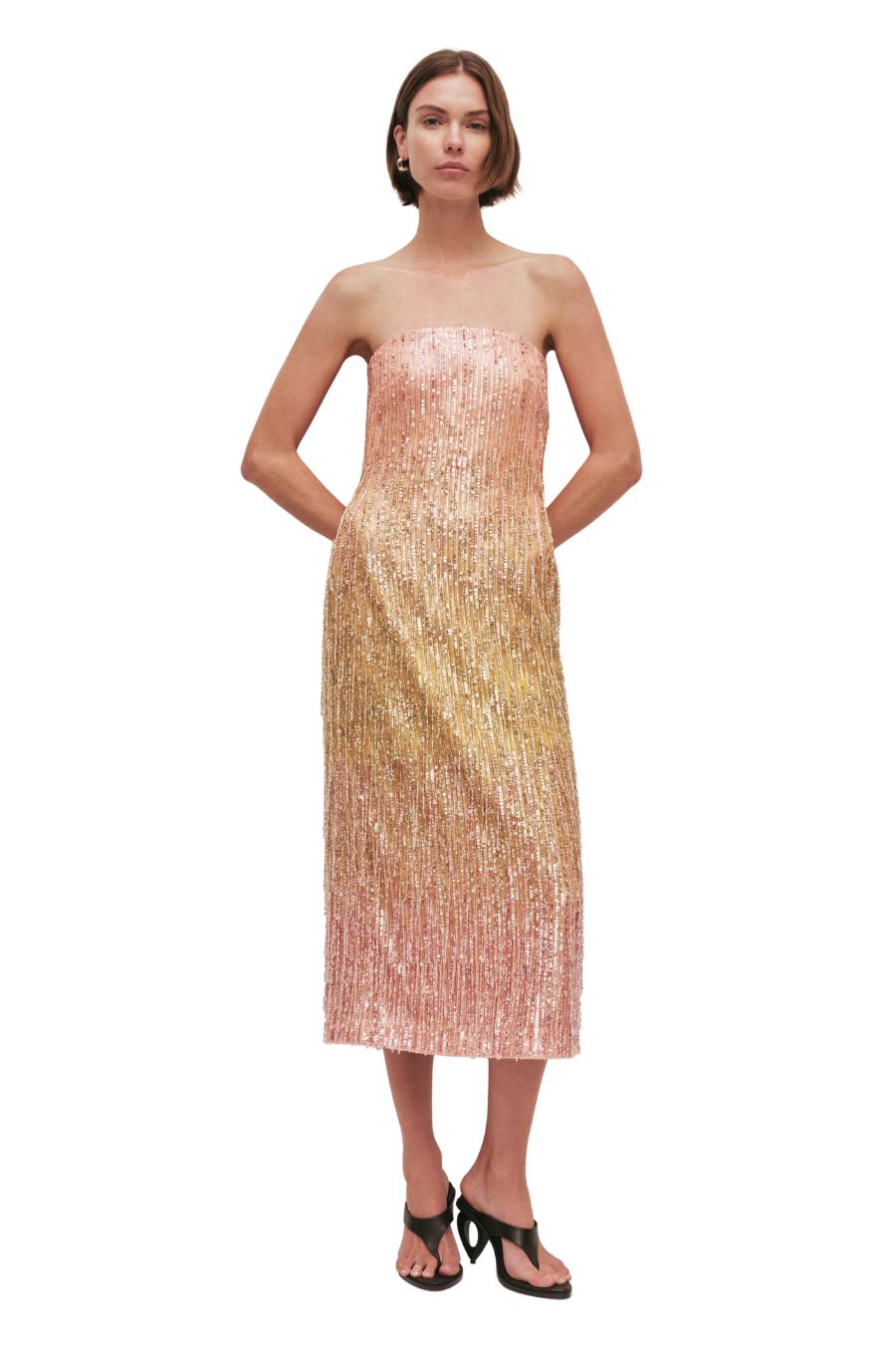 aviana jeweled midi dress Retrofete Aviana Dress in Brown