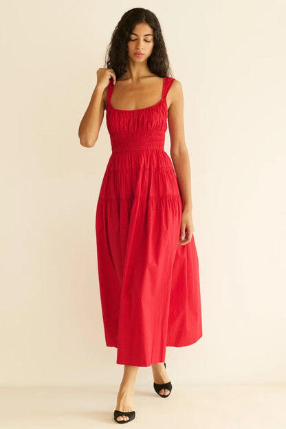 Clover Dress in Deep Tomato