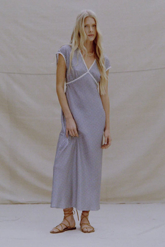Indine Gingham Silk Dress