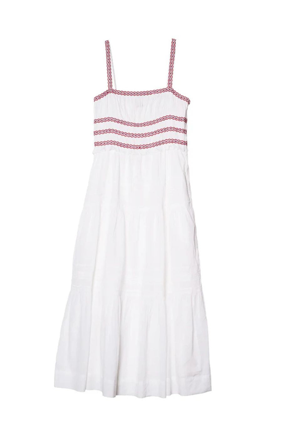 Carolyne Embroidered White Voile Dress
