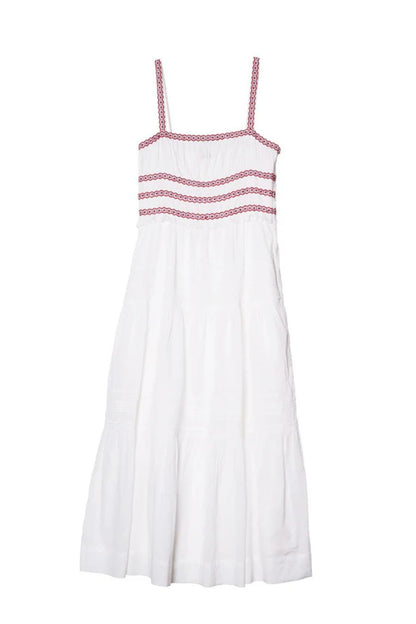 Carolyne Embroidered White Voile Dress