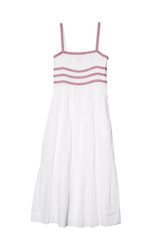 Carolyne Embroidered White Voile Dress