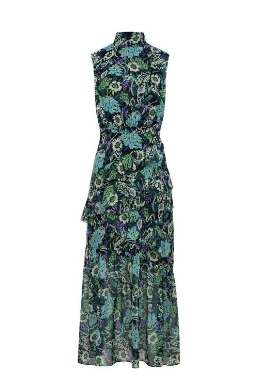 Fleur Ruffle Dress in Silva Fern