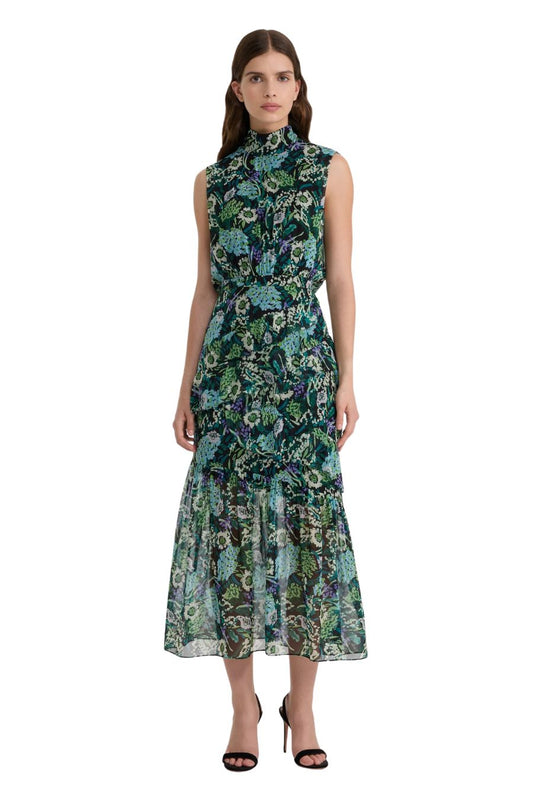 Fleur Ruffle Dress in Silva Fern