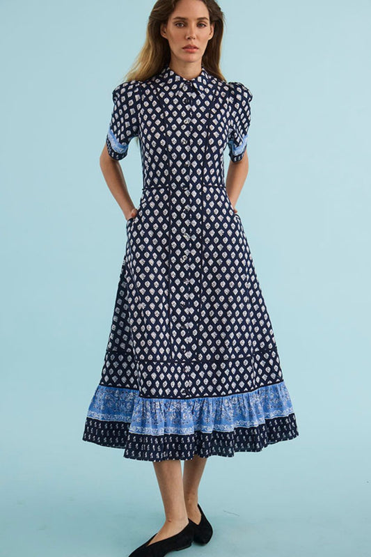 Greta Dress in Thistle & Vine Blue