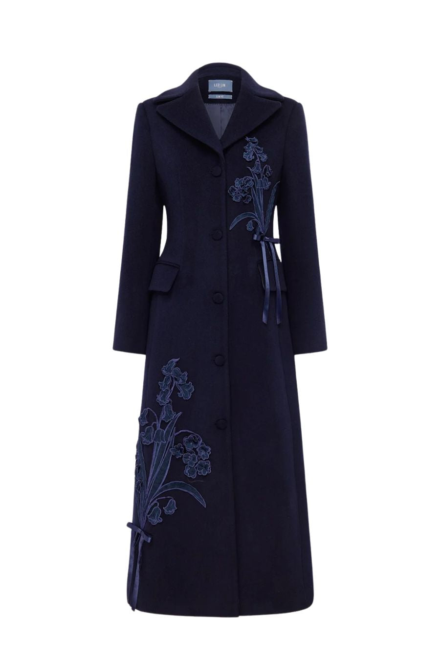 Elara Appliqué Wool Coat in Midnight