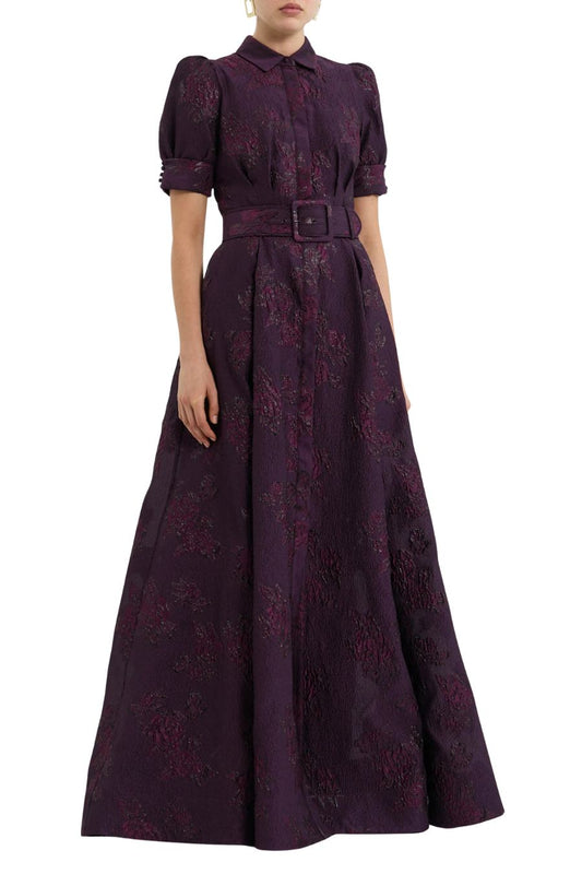Afina Short Sleeve Gown in Blackberry
