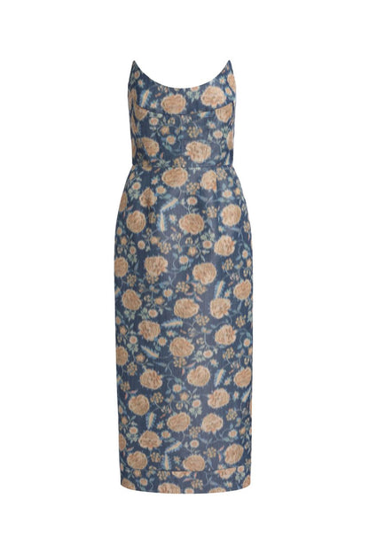 TS Cypress Dusk Marigold Ikat Midi Dress