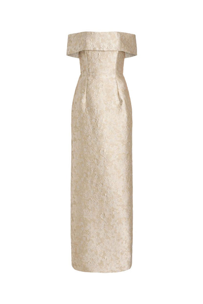 Clover Gown in Silver Metallic Floral by Markarian