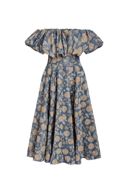 TS Freesia Dusk Marigold Ikat Midi Dress