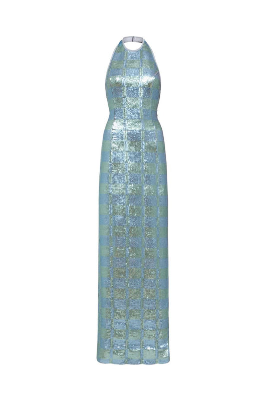 TS Nerine Gingham Sequin Gown