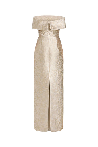 Clover Gown in Silver Metallic Floral by Markarian