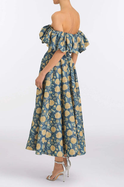 TS Freesia Dusk Marigold Ikat Midi Dress