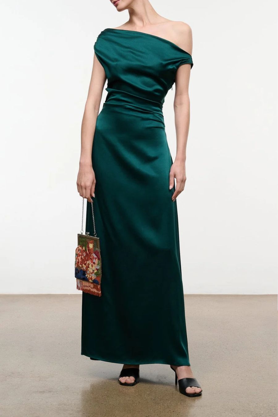 Phare Silk Maxi Dress in Emerald