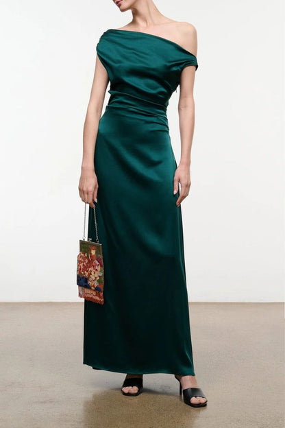 Phare Silk Maxi Dress in Emerald
