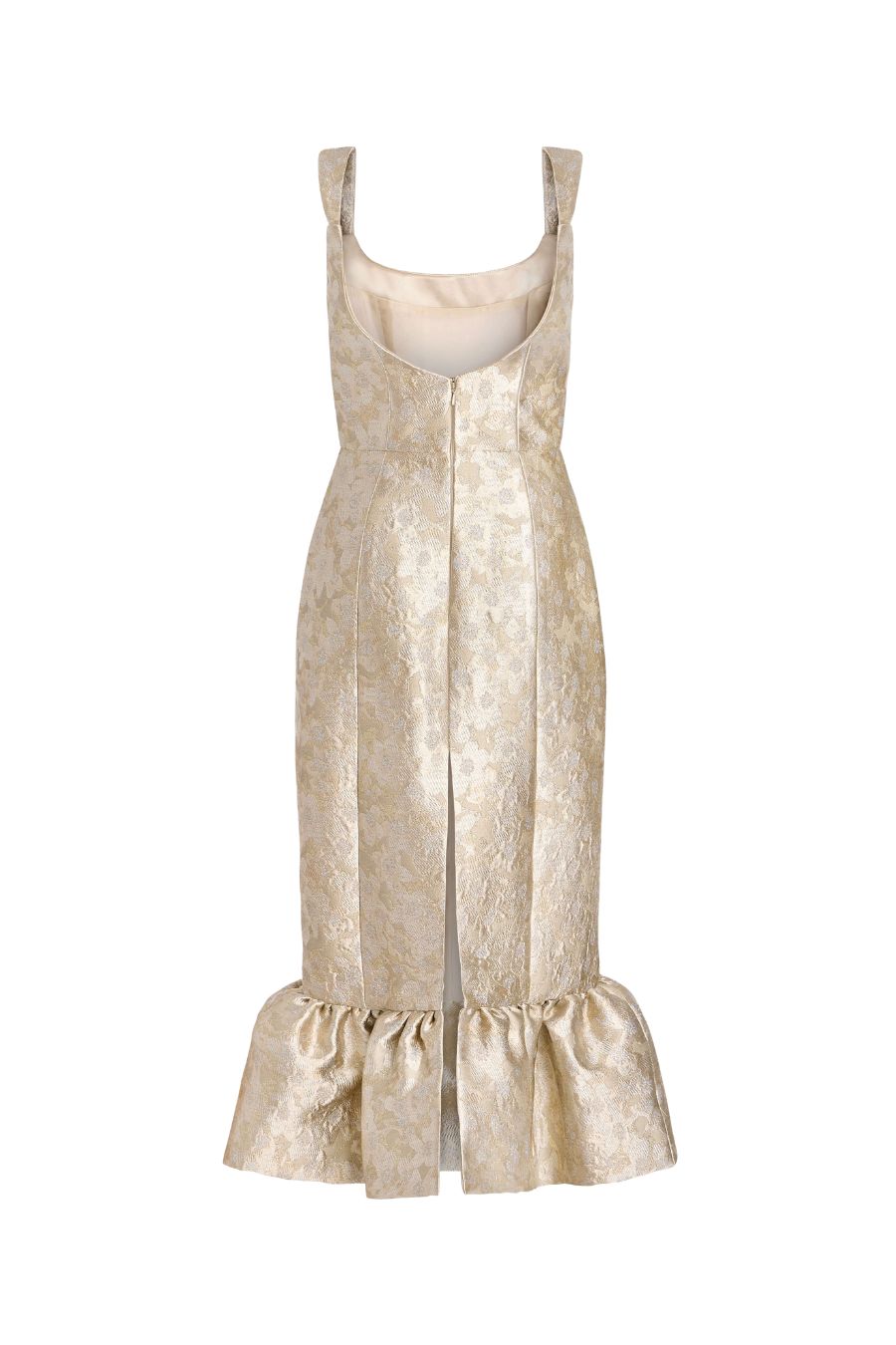 TS Ginevra Midi Dress in Silver Metallic Floral