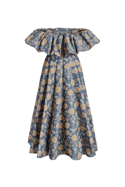 TS Freesia Dusk Marigold Ikat Midi Dress