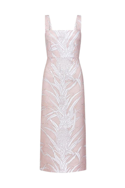Long Slip Dress in Pink Pineapple