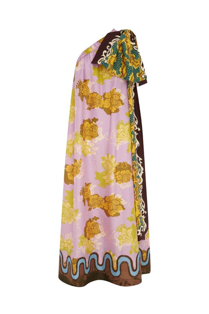 Arnie Silk Midi Dress in Multi