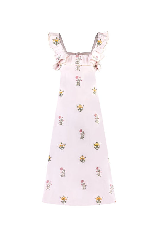 Malika Dress in Fiona Pink/Yellow