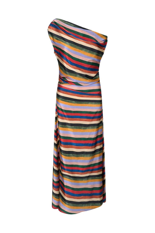 Phare Silk Maxi Dress in Artist Stripe