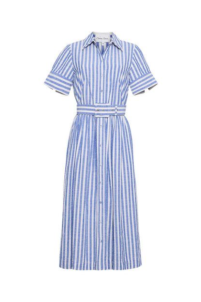 Malena Dress in Seersucker Blue