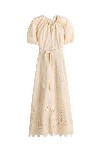 Embroidered Onella Dress in Ecru