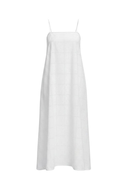 Mora Midi Dress in Broderie White