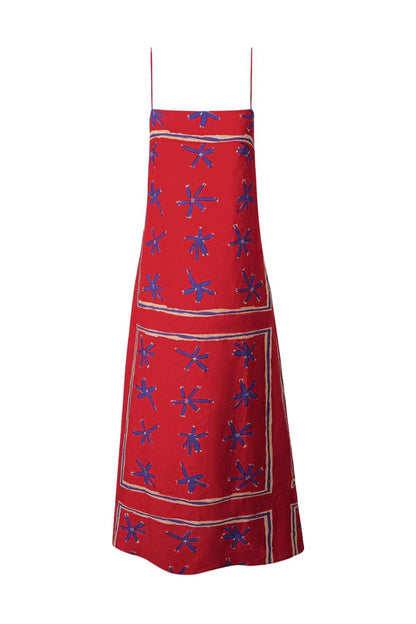 Laura Linen Dress in Painted Foulard