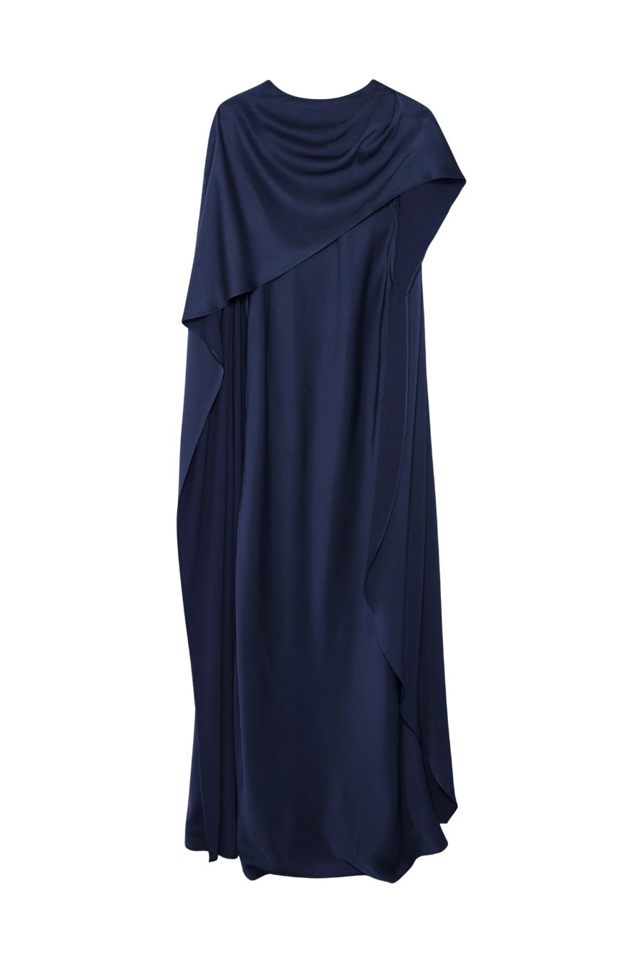 Izel Satin Cape Gown in Midnight